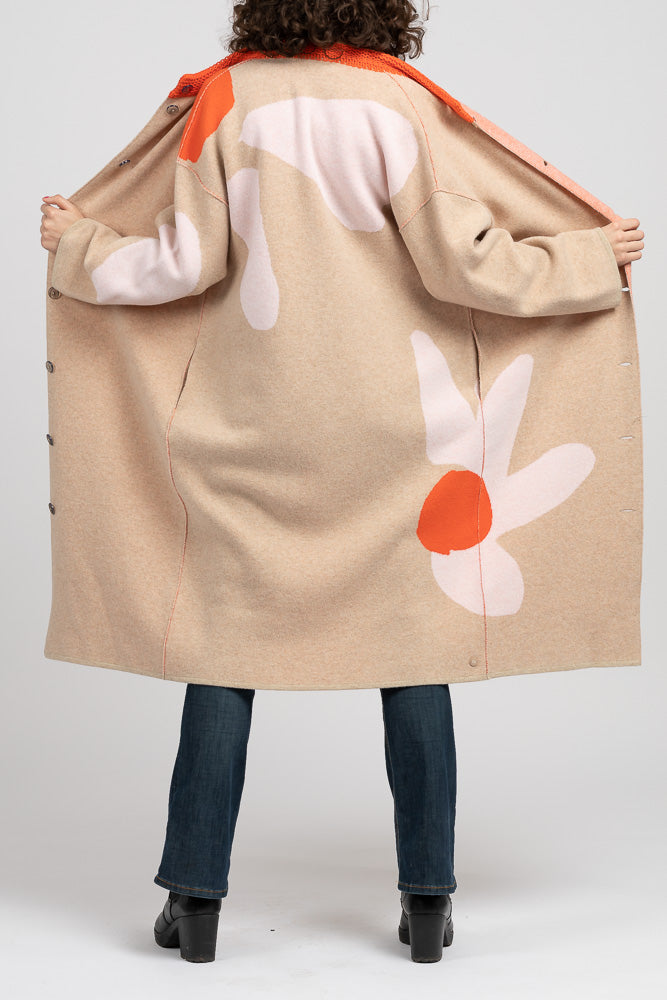 Blumen-Jacquard Mantel Jasmin