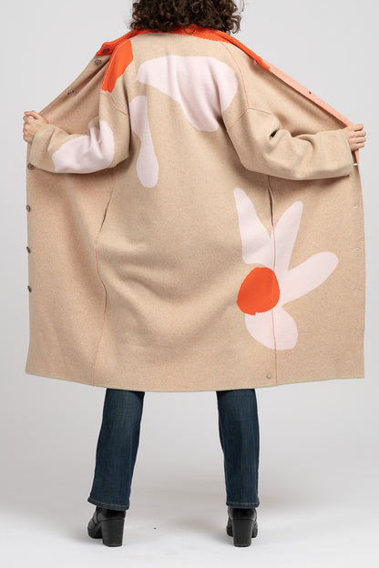 Blumen-Jacquard Mantel Jasmin