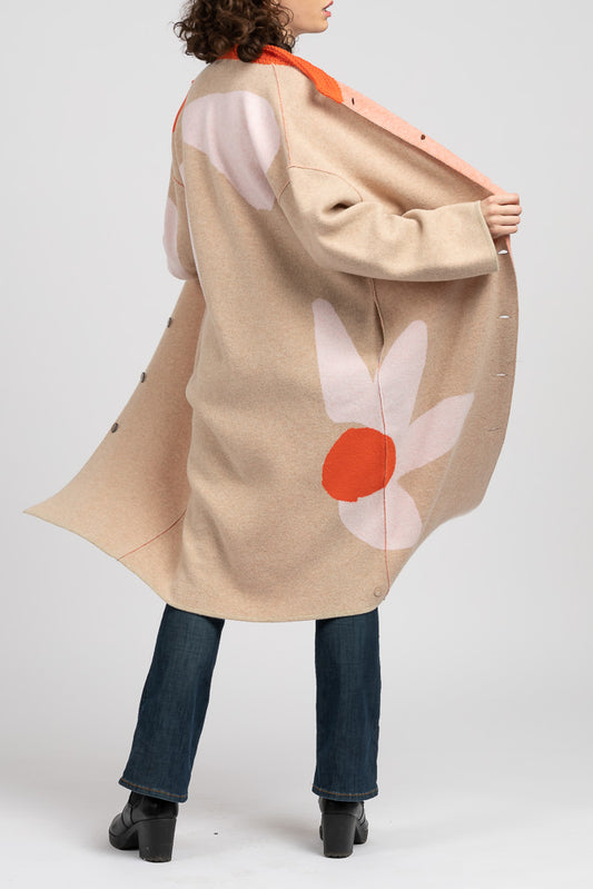 Blumen-Jacquard Mantel Jasmin