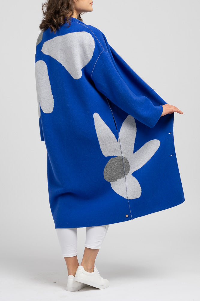 Blumen-Jacquard Mantel Jasmin